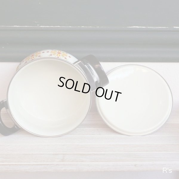 画像5: 富士ホーロー　ハニーウェア　ホーロー両手鍋　20ｃｍ　幾何学花柄　未使用品（a 5370）