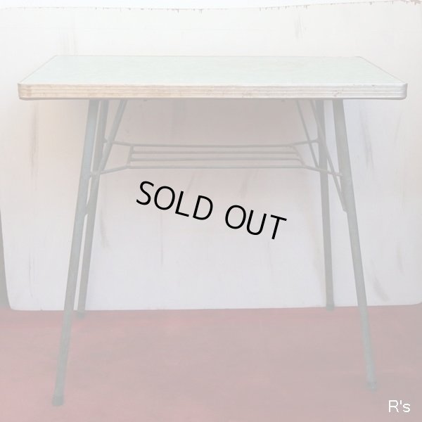 画像2: シャビーシック　レトロ　アイアン　デコラテーブル　サイドテーブル　グリーン　ユーズド品（店5384）