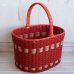 画像3: レトロ　ビニール編み　籠バッグ　買い物カゴ　赤　ユーズド品（店5387）