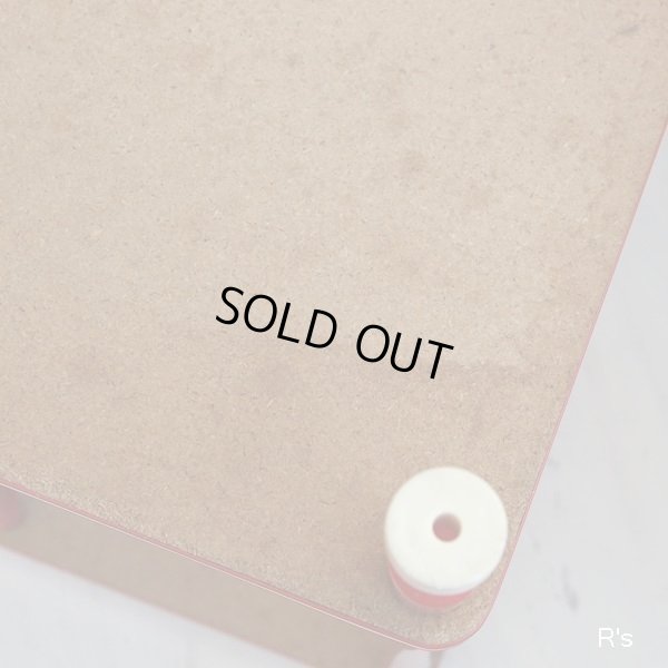 画像7: レトロ　電話台　花台　飾棚　2段棚　赤　ストライプ　ユーズド品（店5385）