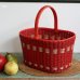 画像1: レトロ　ビニール編み　籠バッグ　買い物カゴ　赤　ユーズド品（店5387） (1)
