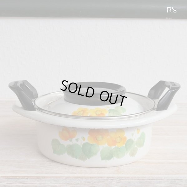 画像2: 象印マホービン　ホーロー両手鍋　15ｃｍ　ルナフラワー　FEB-15　未使用品（あ5517）