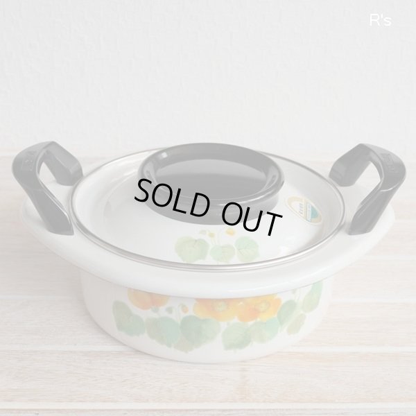 画像3: 象印マホービン　ホーロー両手鍋　15ｃｍ　ルナフラワー　FEB-15　未使用品（あ5517）