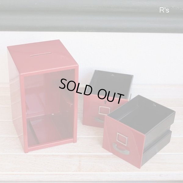 画像7: 2段ロッカー型　レトロ貯金箱　CASH　BOX　赤　鍵付き　ユーズド品（テ5557）