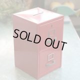 2段ロッカー型　レトロ貯金箱　CASH　BOX　赤　鍵付き　ユーズド品（テ5557）