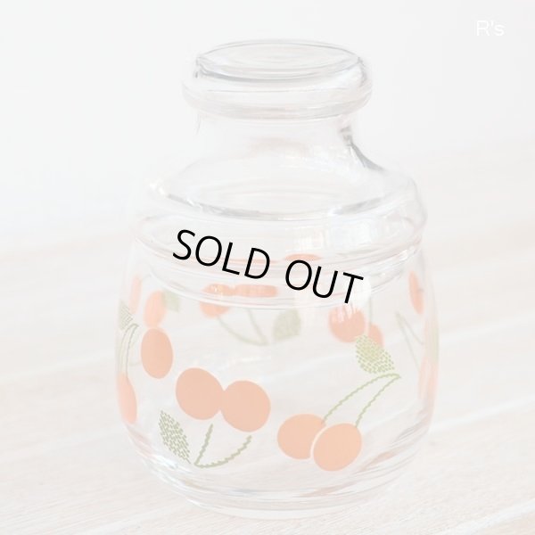 画像4: レトロ　ガラスキャニスター　蓋付きガラス容器　チェリー　オレンジ　未使用品（ム5611）