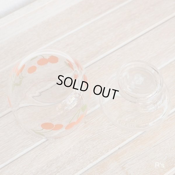 画像6: レトロ　ガラスキャニスター　蓋付きガラス容器　チェリー　オレンジ　未使用品（ム5611）