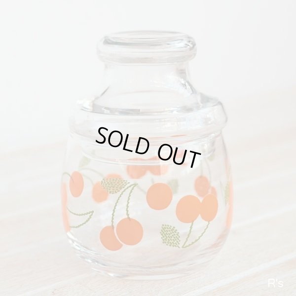 画像2: レトロ　ガラスキャニスター　蓋付きガラス容器　チェリー　オレンジ　未使用品（ム5611）