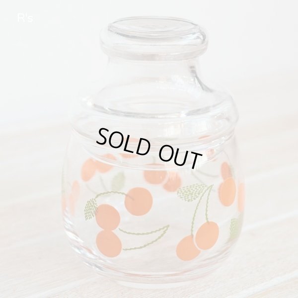 画像3: レトロ　ガラスキャニスター　蓋付きガラス容器　チェリー　オレンジ　未使用品（ム5611）