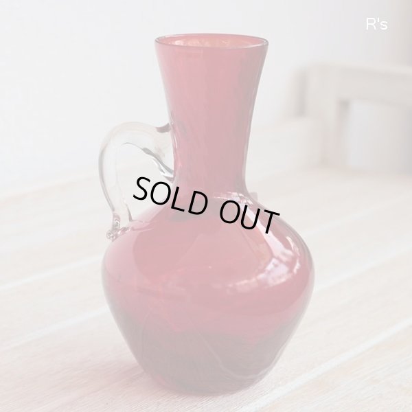 画像3: 手造りガラス　フラワーベース　小さなガラス花瓶　赤　未使用品（ヌ5639）