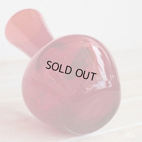 画像5: 手造りガラス　フラワーベース　小さなガラス花瓶　赤　未使用品（ヌ5639）