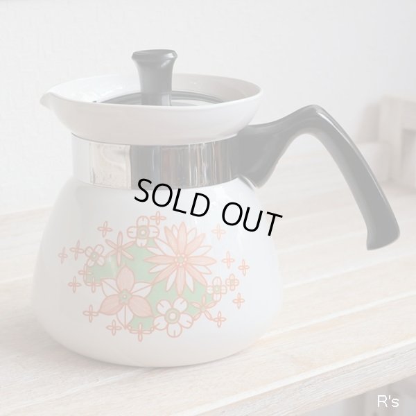 画像2: NARUMI　鳴海製陶　NEOCERAM　クックマスター　N-30　オレンジ花柄　ティーポット　直火用　5人用　未使用品（の5679）