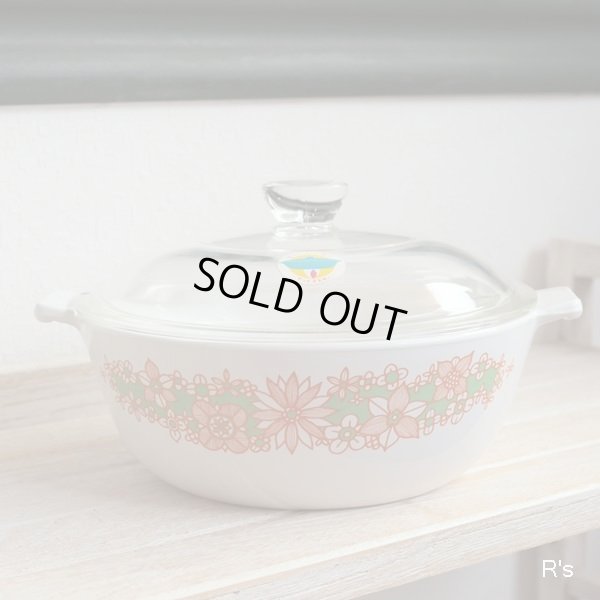 画像2: NARUMI　鳴海製陶　NEOCERAM　クックマスター　オレンジ花柄　20ｃｍ　丸型両手平鍋　未使用品　取扱説明書付き（G5678）