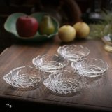 長谷川硝子　トロピカルシェルシリーズ　貝型ガラス小皿5枚セット　未使用品　箱付き（メ5686）