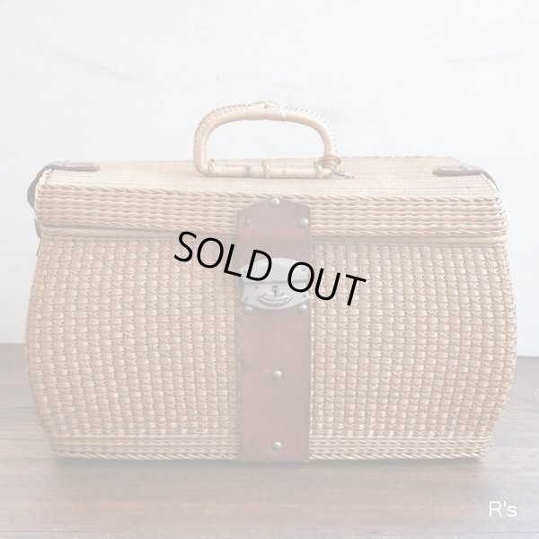 画像2: レトロ　天然素材　籠バッグ　バスケット　鍵付き　ユーズド品（店5692）