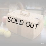 レトロ　天然素材　籠バッグ　バスケット　鍵付き　ユーズド品（店5692）