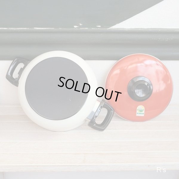 画像5: サンコーウェア　ミッチホーロー　両手鍋　20ｃｍ　オレンジ花柄　2.4L　未使用品（QQ1333）