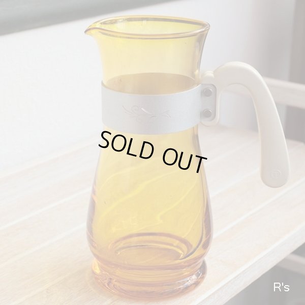 画像2: レトロ　ガラス　ウォーターピッチャー　アンバー　未使用品（箱1　5714）