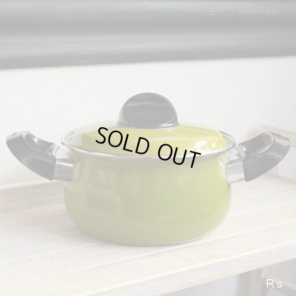 画像2: ノリタケ　レトロ　ホーロー両手鍋　18ｃｍ　グリーン　未使用品(h5729)