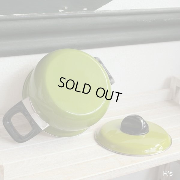 画像5: ノリタケ　レトロ　ホーロー両手鍋　18ｃｍ　グリーン　未使用品(h5729)