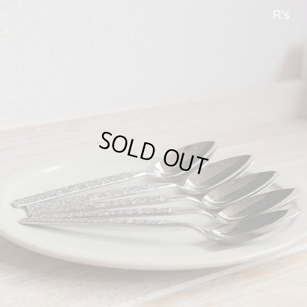 画像4: レトロ　ステンレス　デザートスプーン5本セット　花柄　未使用品（PP5740）