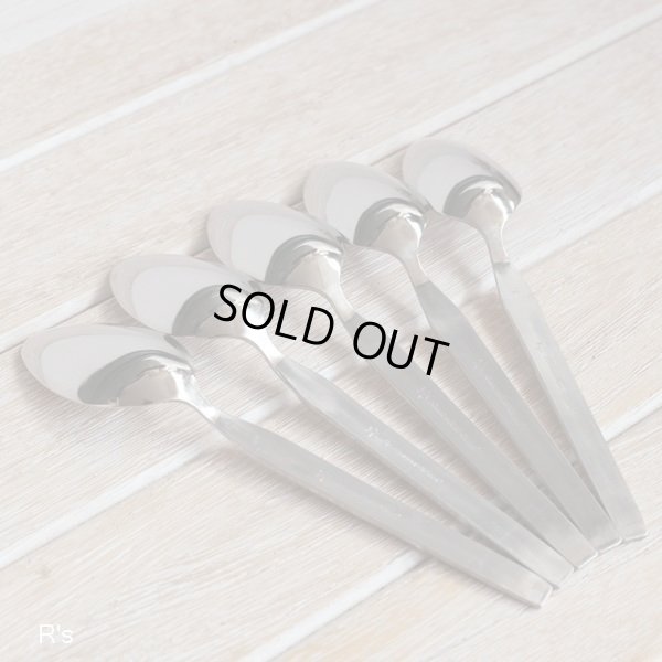 画像5: レトロ　ステンレス　デザートスプーン5本セット　花柄　未使用品（PP5740）