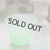 レトロ　プラスチック製　鉢カバー　3.5合鉢用　グリーン　未使用品（店5747）