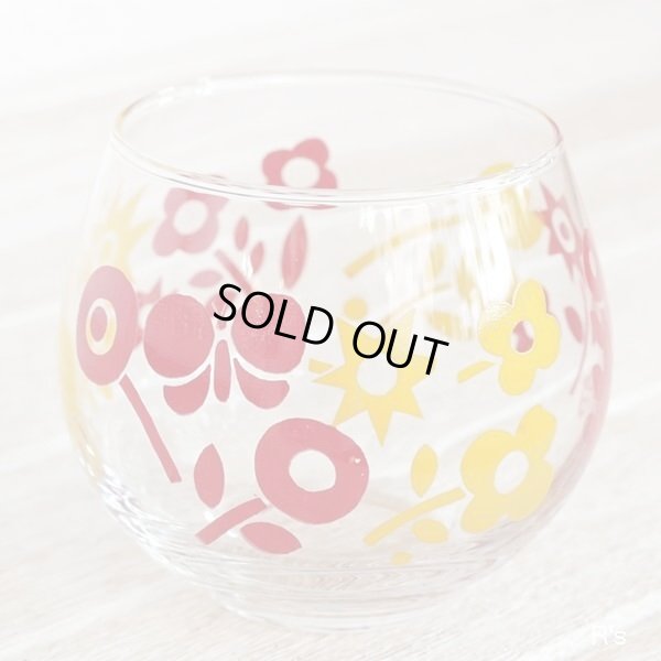 画像3: レトロ　ガラス湯呑み　フリーカップ　花柄　未使用品(h5752)