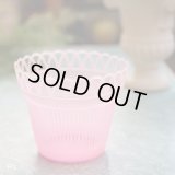 レトロ　プラスチック製　鉢カバー　3.5合鉢用　ピンク　未使用品（店5749）