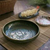 瀬戸物 織部焼　盛鉢　18ｃｍ深皿　蕪絵　未使用品（キ5742）