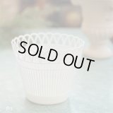 レトロ　プラスチック製　鉢カバー　3.5合鉢用　白　未使用品（店5745）