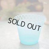 レトロ　プラスチック製　鉢カバー　3.5合鉢用　ブルー　未使用品（店5748）