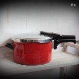 ドイツ　ヴィンテージ　Silit　シリット　ホーロー家庭用圧力鍋　赤　5L　ユーズド美品（凍2762）