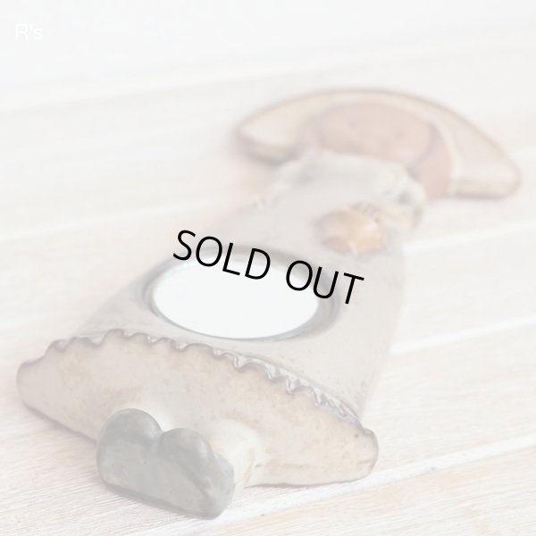 画像7: 陶器製　女の子型ウォールミラー　一輪挿し付き　ユーズド品（店5783）