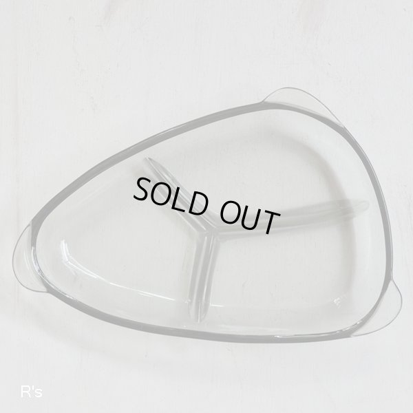 画像2: レトロ　ガラス　オードブルプレート　仕切り皿　グリーン　展示品（FF5818）