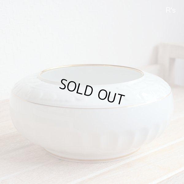 画像4: OKURA　大倉陶園　フラワーベース　丸型花器　ゴールドライン　レリーフ　モデルルーム展示品（ｐ2221）