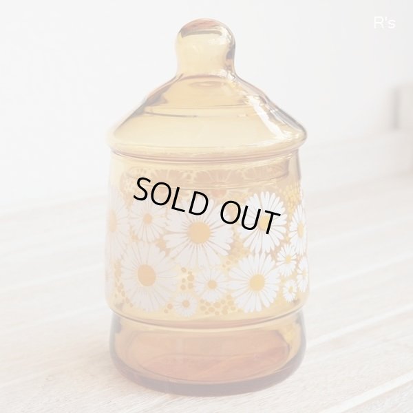 画像2: 石塚硝子　アデリアグラス　ガラスキャニスター　ボンボン入れ　花ざかり　アンバー　未使用品（U5864）