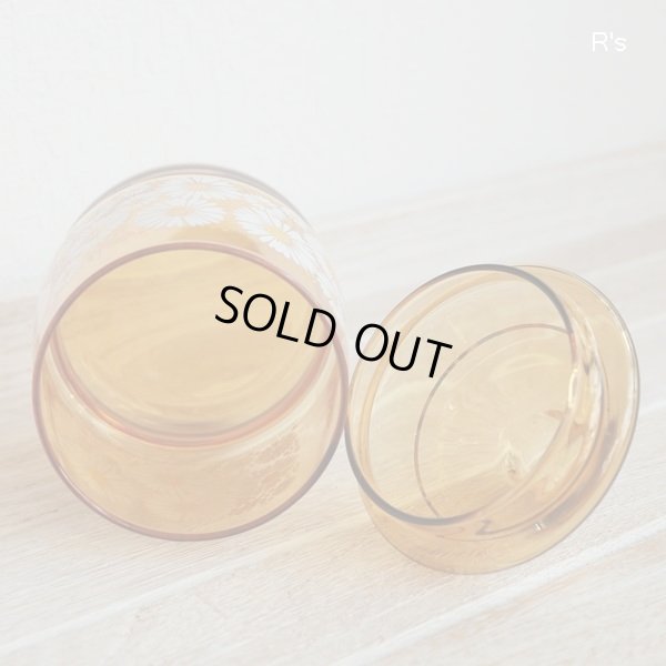 画像5: 石塚硝子　アデリアグラス　ガラスキャニスター　ボンボン入れ　花ざかり　アンバー　未使用品（U5864）