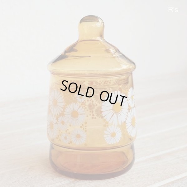 画像3: 石塚硝子　アデリアグラス　ガラスキャニスター　ボンボン入れ　花ざかり　アンバー　未使用品（U5864）