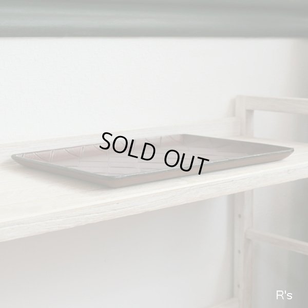 画像5: 合成皮革工芸　レザートレイ　革製角盆　フローレンス　アーガイル柄　未使用品　箱付き（ん4435）