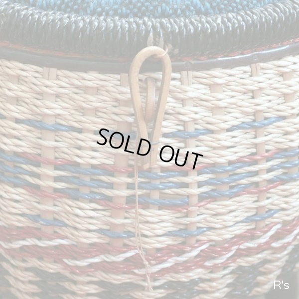 画像6: レトロ　ビニール編みカゴ　ソーイングバスケット　裁縫箱　ユーズド品（店4146）