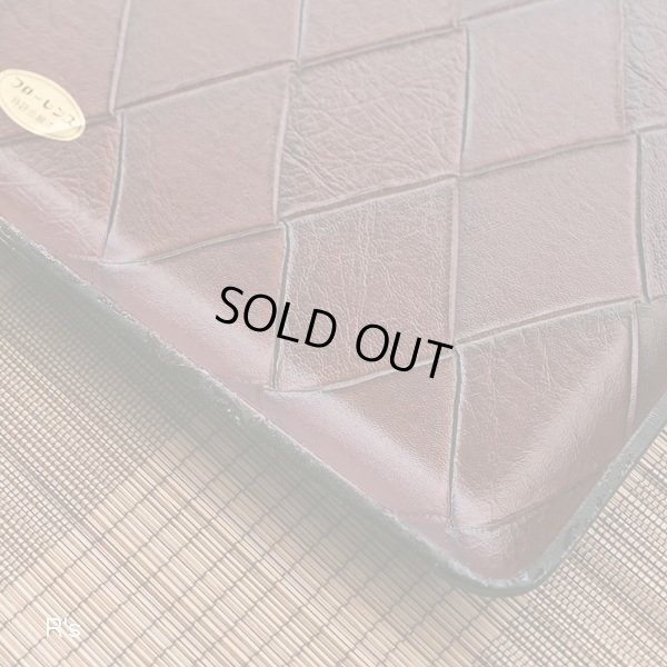 画像2: 合成皮革工芸　レザートレイ　革製角盆　フローレンス　アーガイル柄　未使用品　箱付き（ん4435）