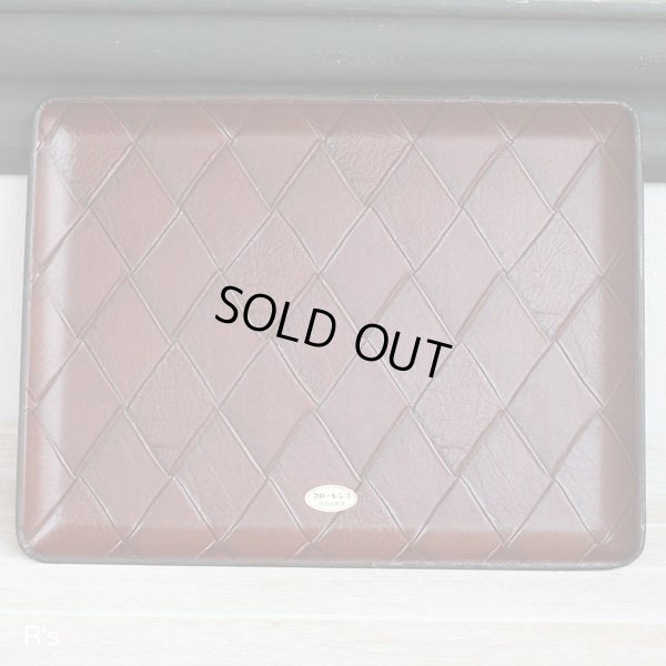 画像3: 合成皮革工芸　レザートレイ　革製角盆　フローレンス　アーガイル柄　未使用品　箱付き（ん4435）