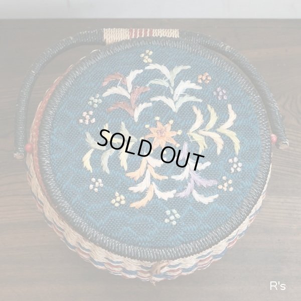 画像4: レトロ　ビニール編みカゴ　ソーイングバスケット　裁縫箱　ユーズド品（店4146）