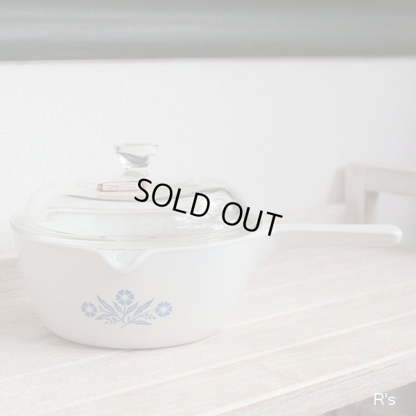 画像2: 岩城硝子　パイロセラム　ミルクパン　15ｃｍ片手鍋　ブルーコーンフラワー　未使用品 （へ 5902）