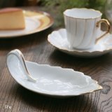 ノリタケ　菓子皿　木の葉型　金彩　未使用品 （MM5904）
