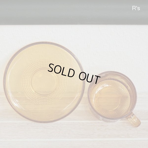 画像4: KAMEI　GLASS　カメイグラス　ガラスカップ＆ソーサー　琥珀　未使用品 (W5929)