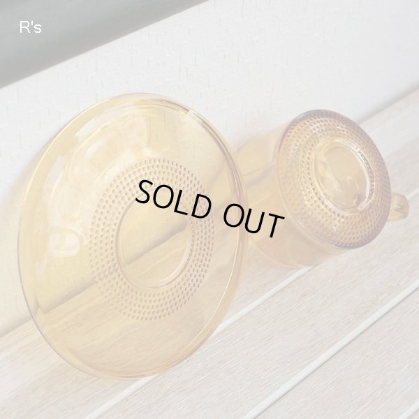 画像5: KAMEI　GLASS　カメイグラス　ガラスカップ＆ソーサー　琥珀　未使用品 (W5929)