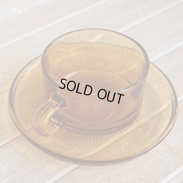 画像3: KAMEI　GLASS　カメイグラス　ガラスカップ＆ソーサー　琥珀　未使用品 (W5929)