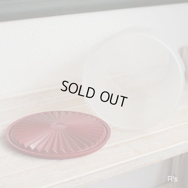 画像3: タッパーウェア　デコレーター大　クリアに赤い花柄×蓋赤　未使用品（冷3801）